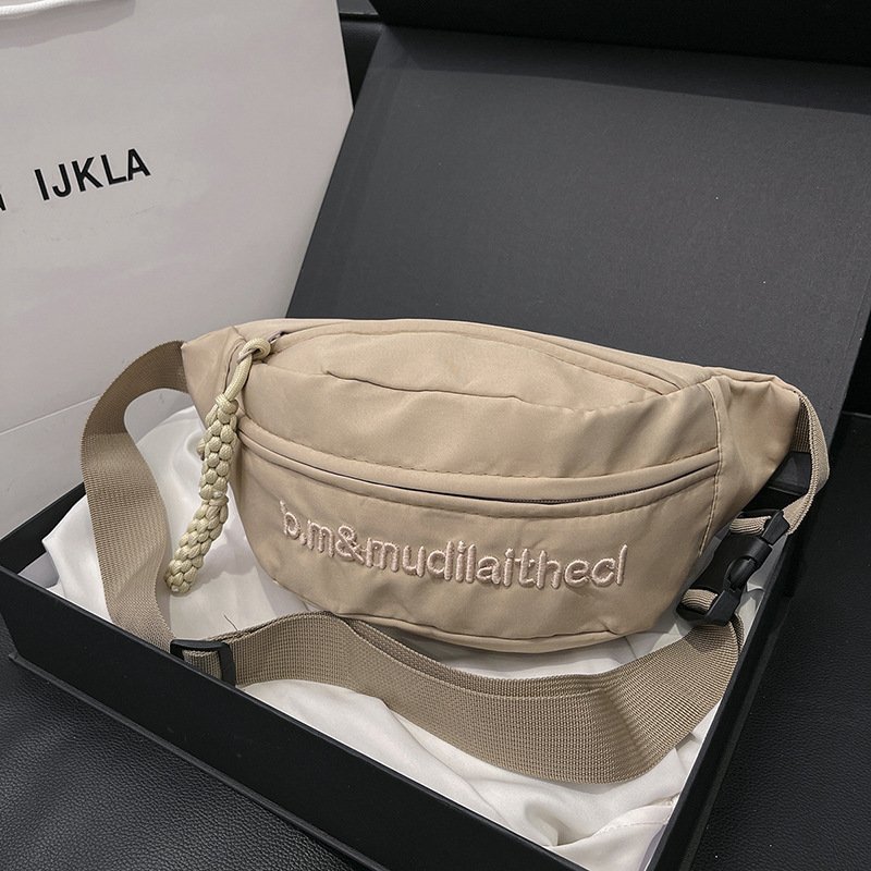 Vapetix Free Size-Free Size Street Trend Solid Color Chest Bag 2024 Spring New Fashion Casual Waist Bag for Men and Women, Lett – Bild 9