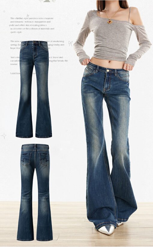 Vapetix XS-XL  Street-style casual walk, classic American low-waist beauty girl slimming bootcut wide-leg jeans, f – Bild 9