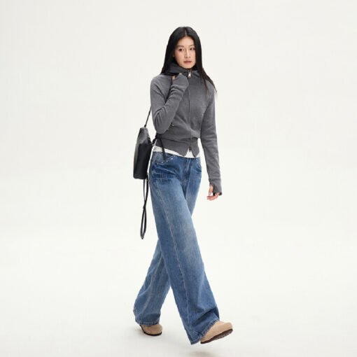 Vapetix XS-XL  Photographed 25th Autumn and Winter New Model American Retro High-Waisted Belted Design Loose Strai – Bild 6