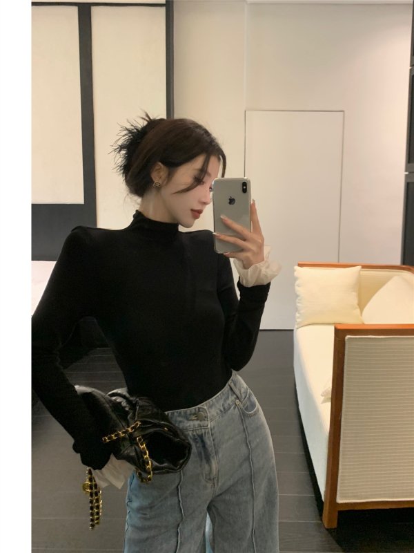 Vapetix One size fits all-One size fits all Actual shot~Autumn and winter new design high-neck soft elastic bottoming shirt for women, versatil - 图片 8