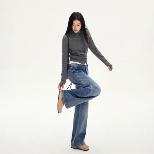 Vapetix XS-XL  Photographed 25th Autumn and Winter New Model American Retro High-Waisted Belted Design Loose Strai – Bild 8