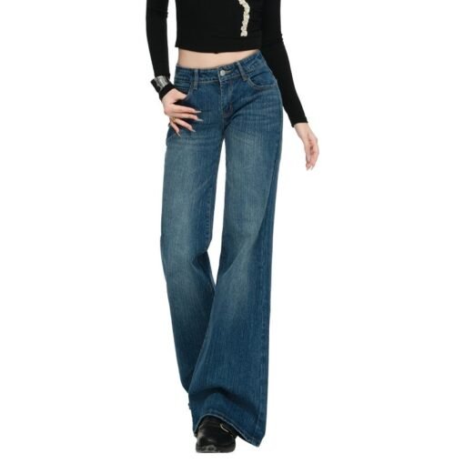 Vapetix XS-XL  Deep blue low-rise skinny jeans for women, petite, non-tight, stretchy, trendy, straight-leg, bell- – Bild 9