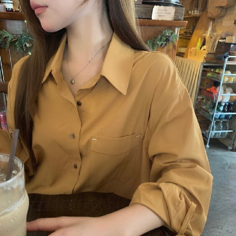 Vapetix Free Size-Free Size Photographed Korean-style retro relaxed fit thin women's autumn casual versatile long-sleeved top – Bild 8