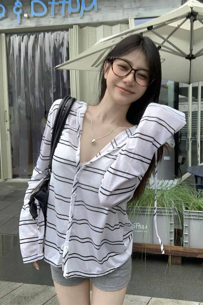 Vapetix S-XL Photographed Real Texture Long-Sleeve Hooded Open Coat Women's Summer Thin Version Sun Shirt Top – Bild 9