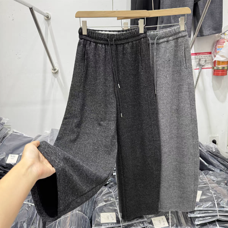 Vapetix M-2XL Women's Loose Straight-Cut Wool Knit Lounge Pants with Drawstring and Fleece Lining - New Autumn/Wi