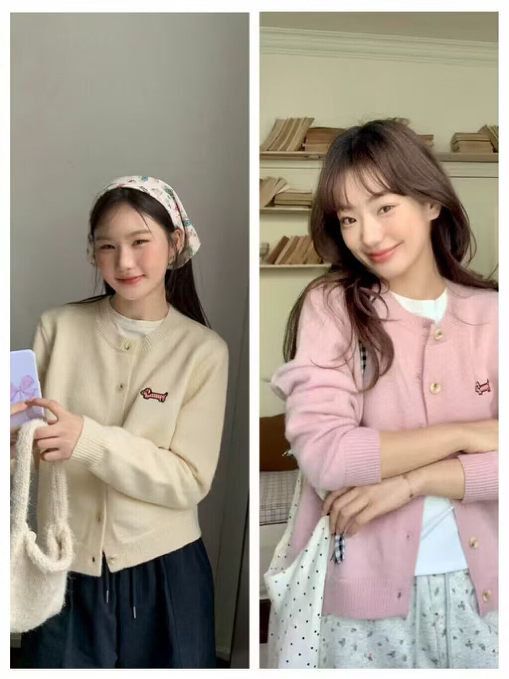 Vapetix Free Size-Free Size Women's Autumn/Winter New Single-Breasted Knit Cardigan with Puppy Embroidery Soft and Fluffy Outwe – Bild 2