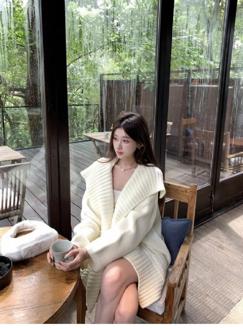 Vapetix Free Size-Free Size Women's Autumn/Winter New Arrival Korean-Style Loose, Effortless-Looking, High-End Thickened Cable- – Bild 2