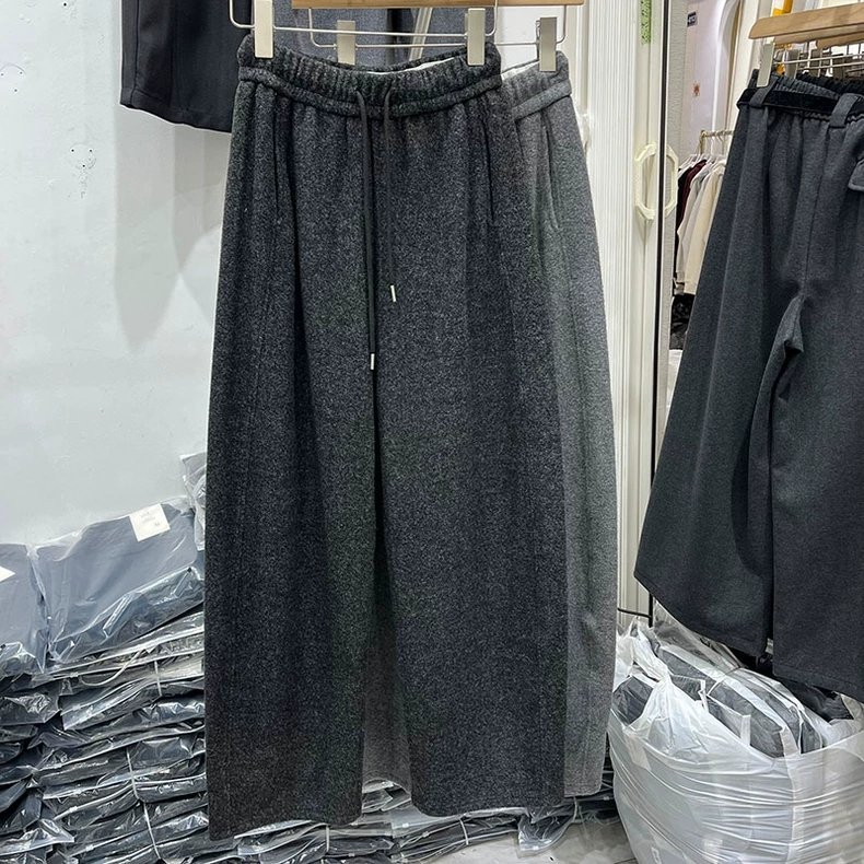 Vapetix M-2XL Women's Loose Straight-Cut Wool Knit Lounge Pants with Drawstring and Fleece Lining - New Autumn/Wi - 图片 3