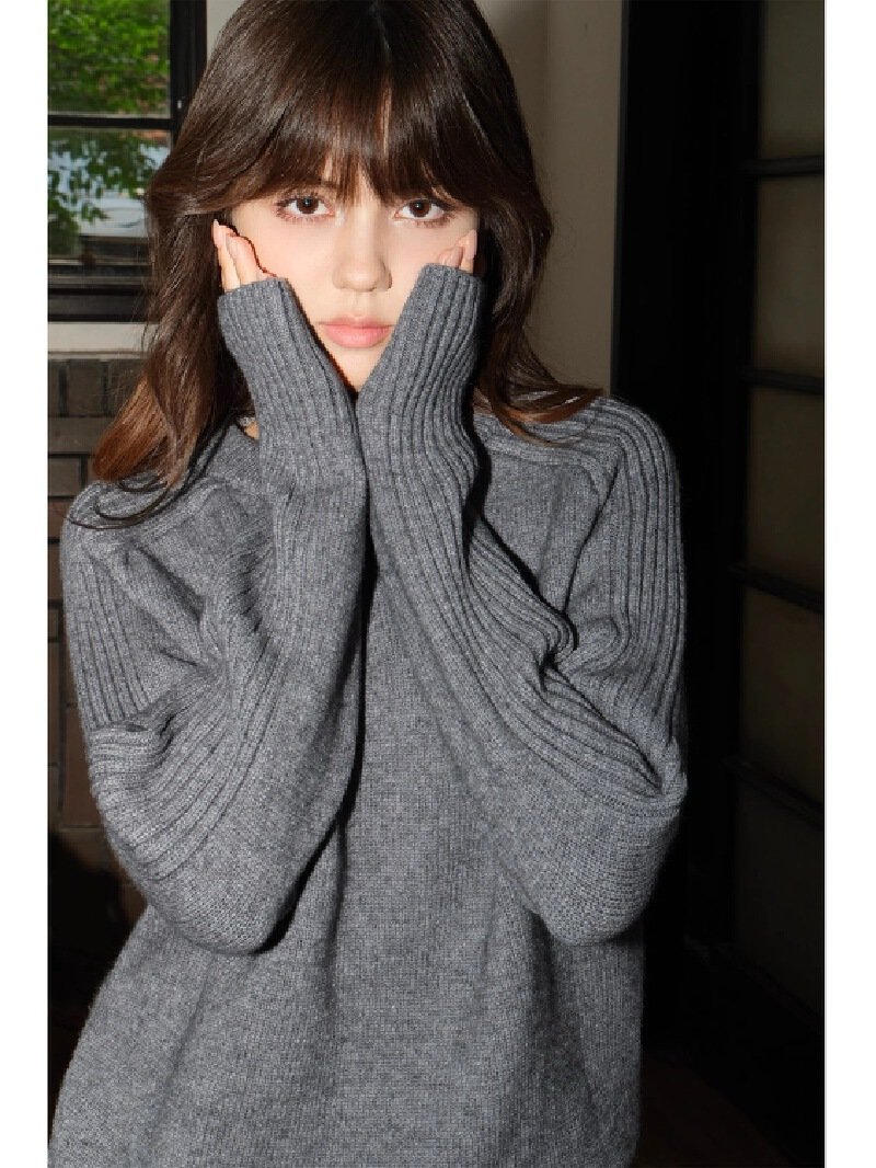 Vapetix Free Size-Free Size Women's Loose Black Round Neck Sweater, New Autumn/Winter Korean Style Long Sleeve Casual Hoodless – Bild 2