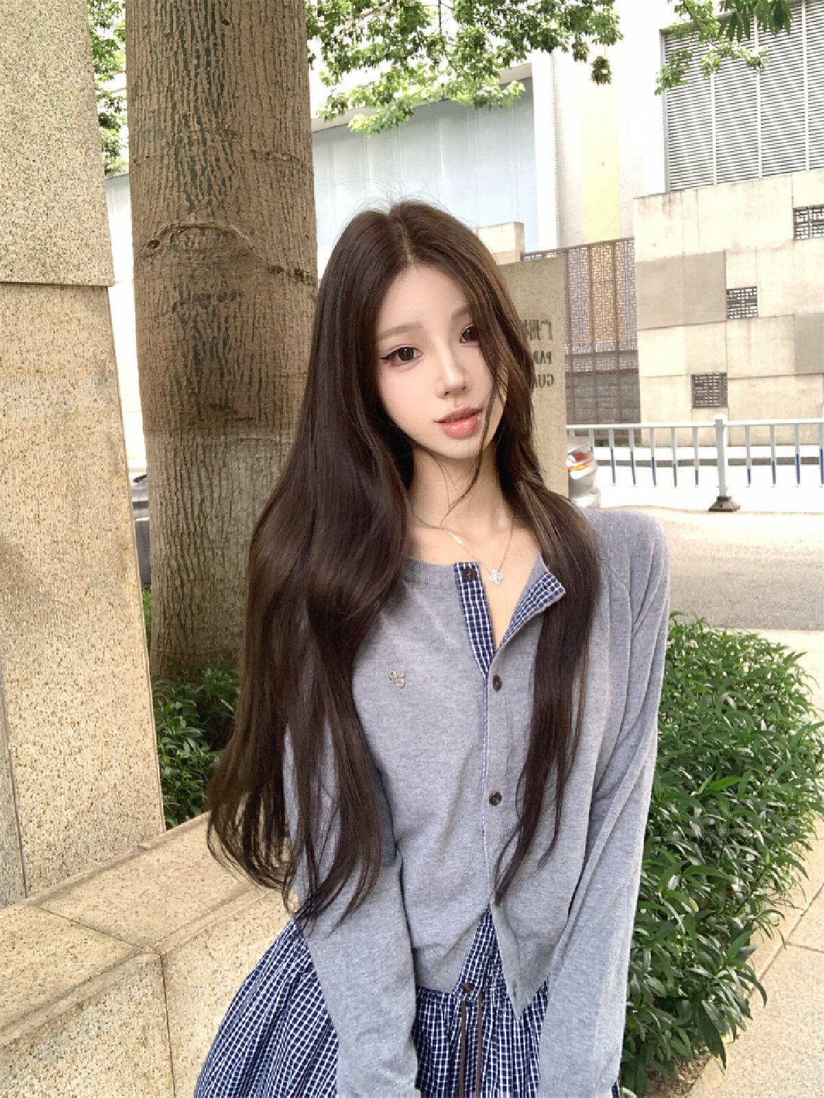 Vapetix S-L Photographed~ Early Autumn Relaxed Feeling Grid Splicing Wool Knit Cardigan Women + Waist Embossed – Bild 3