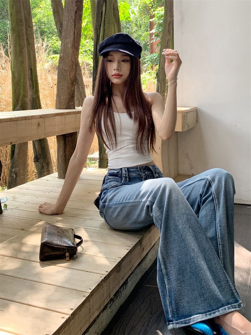 Vapetix XS-XL Real-shot #Cat-Whisker Washed Slim-Fit Flared Denim Pants for Women | Summer New Arrival | American – Bild 2