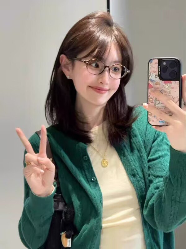 Vapetix S-L Korean-style atmosphere feel knitwear top, 2025 new autumn short sleeve lazy style sweater open jac – Bild 5