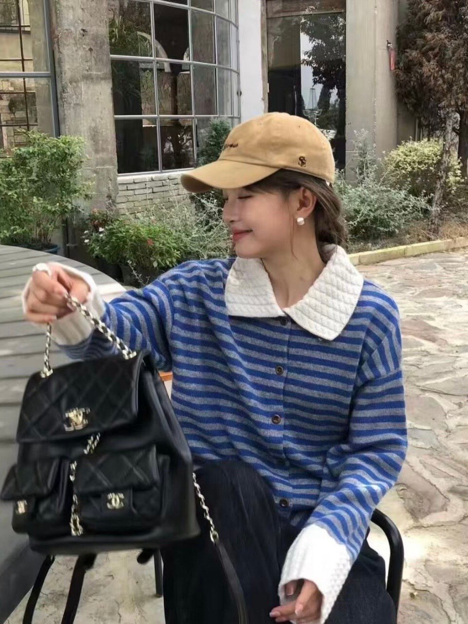 Vapetix S-XL 2025 New Korean-style Loose-Fit, Slimming Design-Statement Striped POLO-Neck Long-Sleeve Knitted Sw – Bild 3