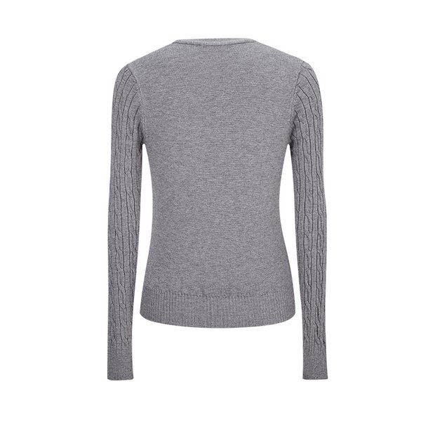 Vapetix Free Size-Free Size Simple Grey Cropped V-Neck Cable-Knit Sweater for Women – 2025 Autumn Pullover Base Layer with Long – Bild 6