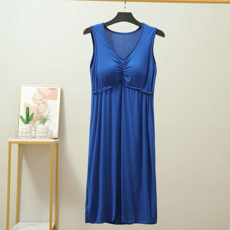 Vapetix Unisex size 80-120 lbs-Increase the weight by 120-150 pounds Korean-style Modal Dress for Women, One-Shoulder Sleep Dress with Built-in Bralette, V-Neck, Sleeve