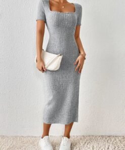 Vapetix XS-XXL New summer cross-border women's fashion: chic square-neck, sexy, figure-flattering A-line dress wit