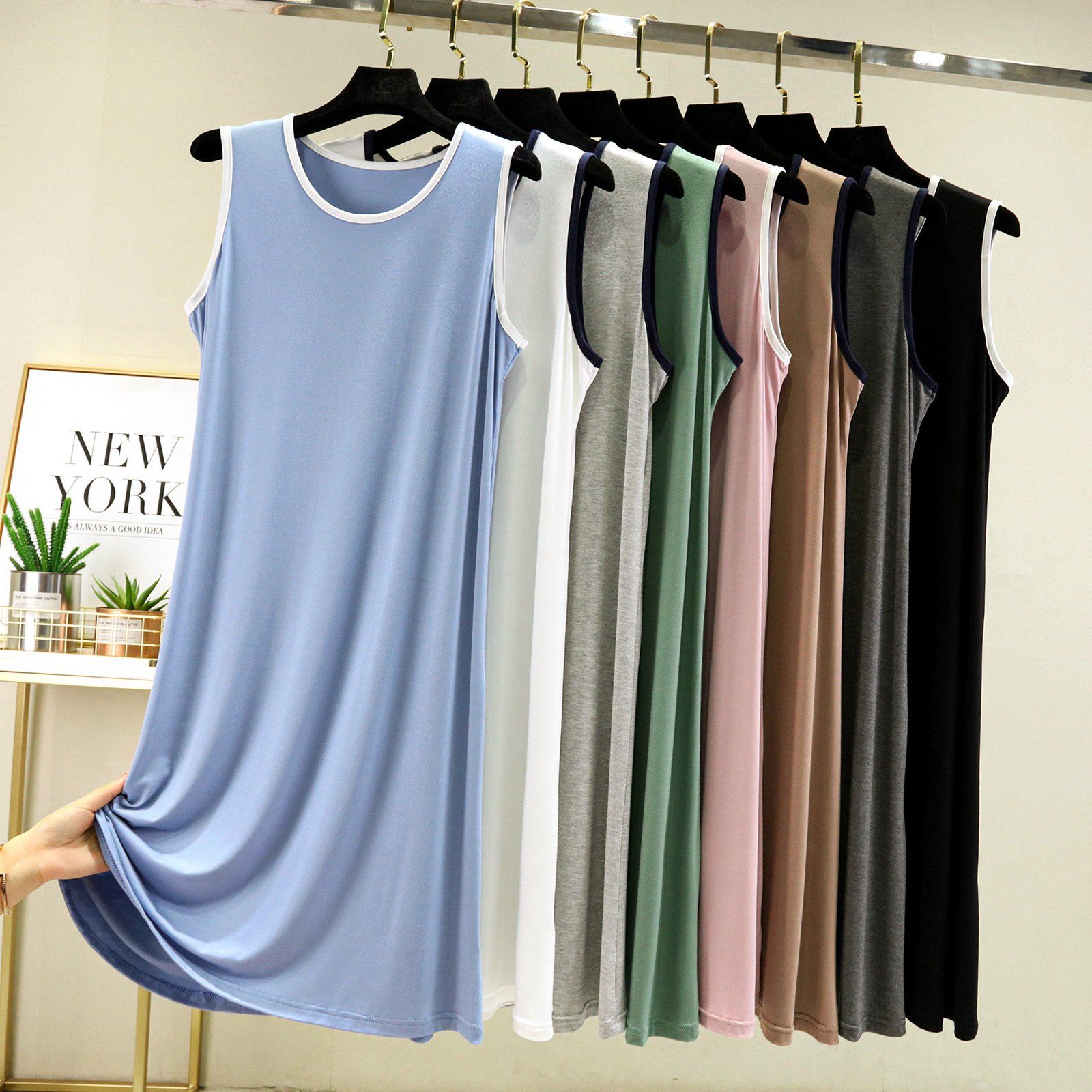 Vapetix M (recommended 80-100 pounds)-2XL (Recommended for 140-170 lbs) Modale sleeveless nightgown for women, summer innerwear that makes you look slimmer, base dress wit