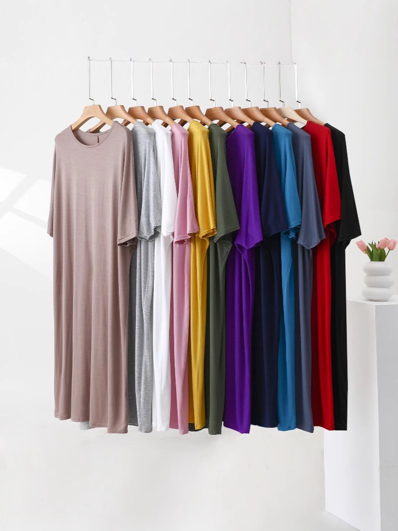 Vapetix Unisex size (120-200 lbs)-Unisex size (120-200 lbs) Women's Modal Short Sleeve Dress, Round Neck Nightgown, Loose Plus Size Home Dress, Thin Model – Bild 2