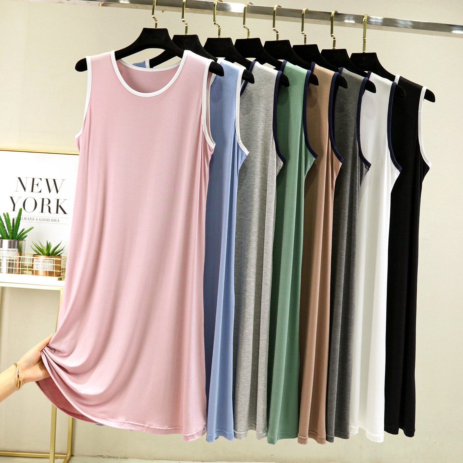 Vapetix M (recommended 80-100 pounds)-2XL (Recommended for 140-170 lbs) Modale sleeveless nightgown for women, summer innerwear that makes you look slimmer, base dress wit – Bild 2