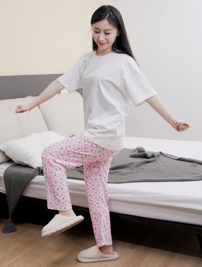 Vapetix XL-XXXL Women's Pure Cotton Home Pants Sleep Pants Loose Plus Size Fat Big Size Summer Thin 9/10 Inseam Air – Bild 2