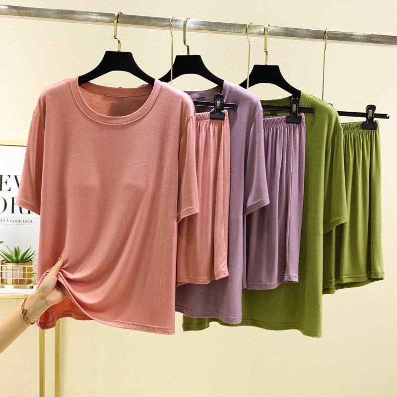 Vapetix L-XXL One-piece Bralette Round Neck Short Sleeve Shorts Homecoming Summer New Modal Loose Plus Size Casua – Bild 4