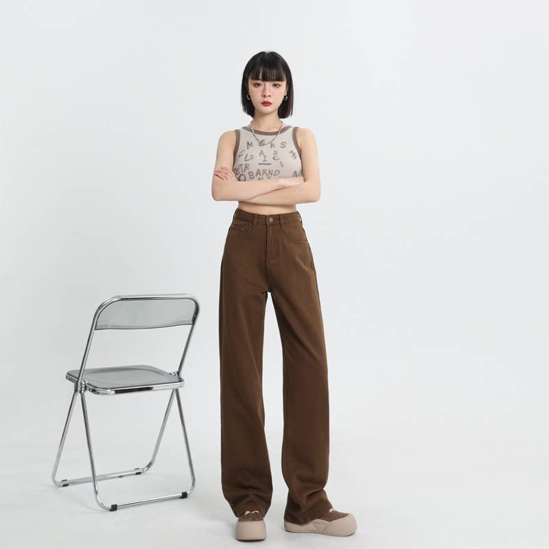 Vapetix XS-2XL Chunky Summer Wide-Leg Denim Drop-Crotch Pants in Olive Brown—Soft, High-Street Style Straight-Leg – Bild 3