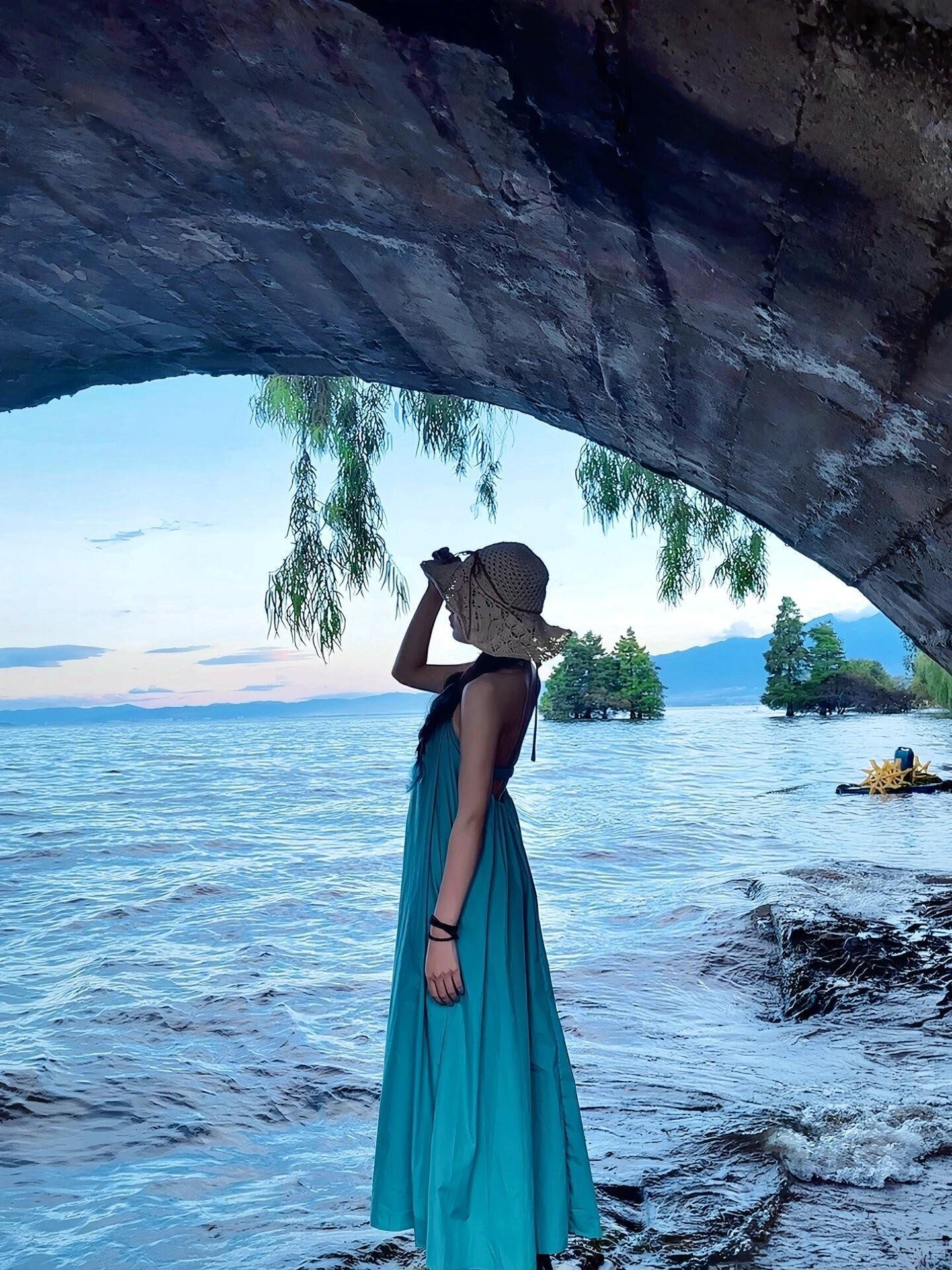 Vapetix S-XL Dopamine Skirt Sanya Beach Vacation Sand Skirt Loose Backless Straps Dress Women Age-Defying Neckli – Bild 2