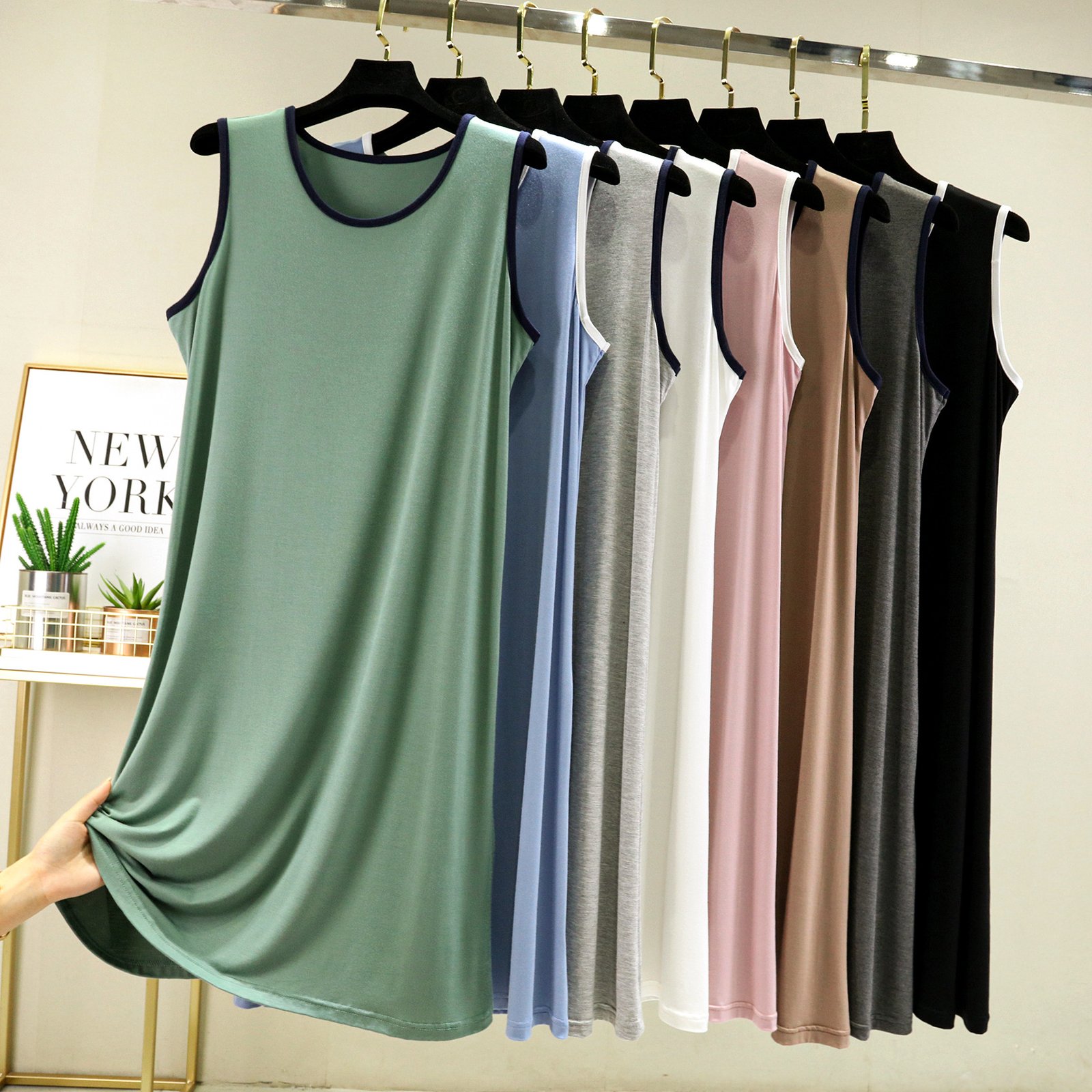 Vapetix M (recommended 80-100 pounds)-2XL (Recommended for 140-170 lbs) Modale sleeveless nightgown for women, summer innerwear that makes you look slimmer, base dress wit – Bild 3