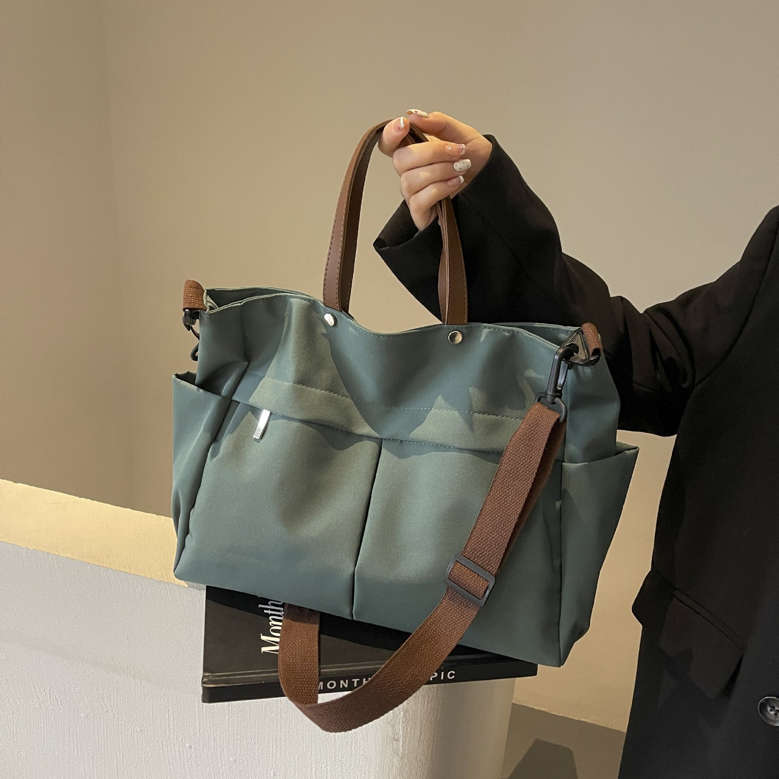 Vapetix Free Size-Free Size Nylon Single Strap Bag, Casual and Versatile Tote Bag, Korean Style Simple Large Capacity Women's B – Bild 4