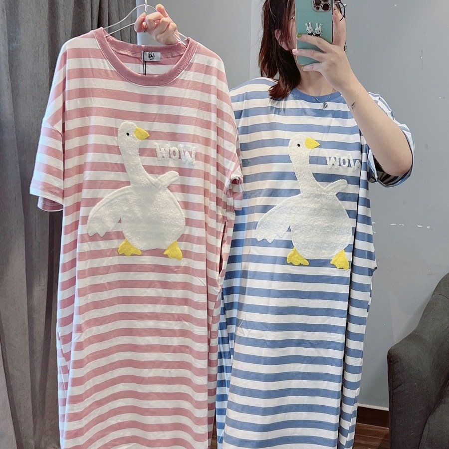 Vapetix M-Free Size Korean Version Southeast Asia Sweet White Goose Loose Summer New Women's Cute Cartoon Homecoming Cl – Bild 5