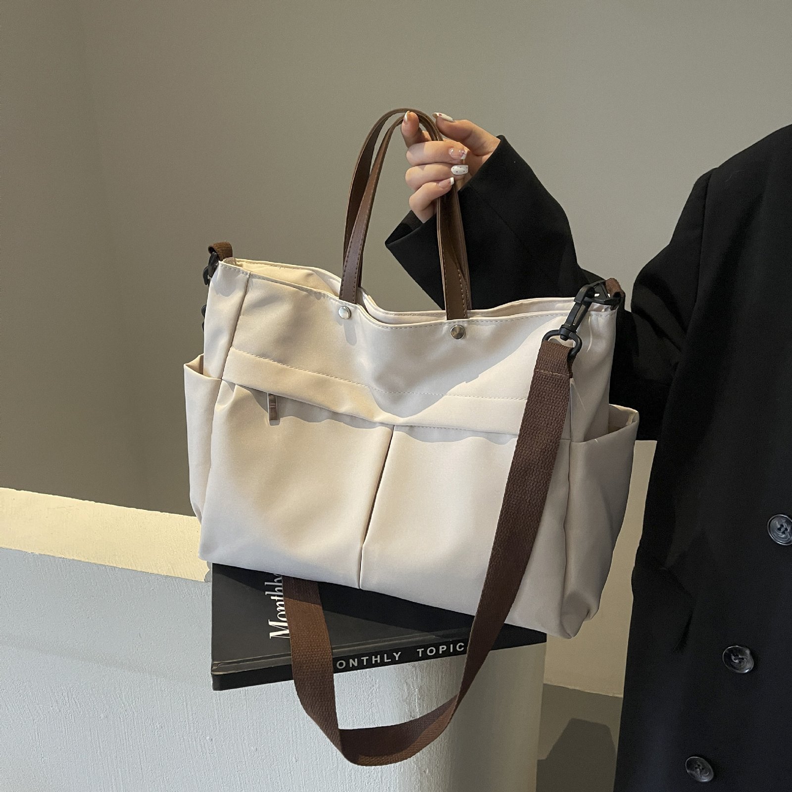 Vapetix Free Size-Free Size Nylon Single Strap Bag, Casual and Versatile Tote Bag, Korean Style Simple Large Capacity Women's B – Bild 5