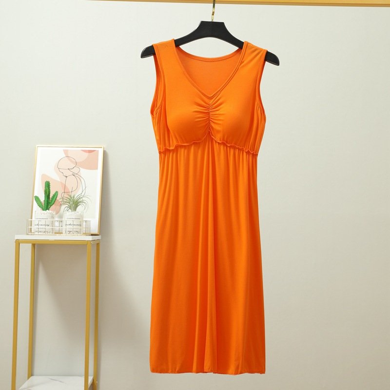 Vapetix Unisex size 80-120 lbs-Increase the weight by 120-150 pounds Korean-style Modal Dress for Women, One-Shoulder Sleep Dress with Built-in Bralette, V-Neck, Sleeve – Bild 6