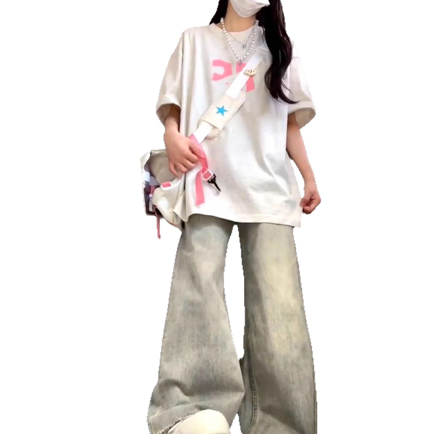 Vapetix XS-4XL American high street yellow mud wide-leg jeans for women in summer 2025 loose high waist straight t – Bild 5