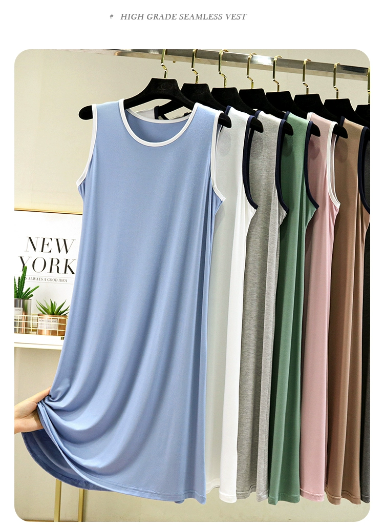 Vapetix M (recommended 80-100 pounds)-2XL (Recommended for 140-170 lbs) Modale sleeveless nightgown for women, summer innerwear that makes you look slimmer, base dress wit – Bild 9