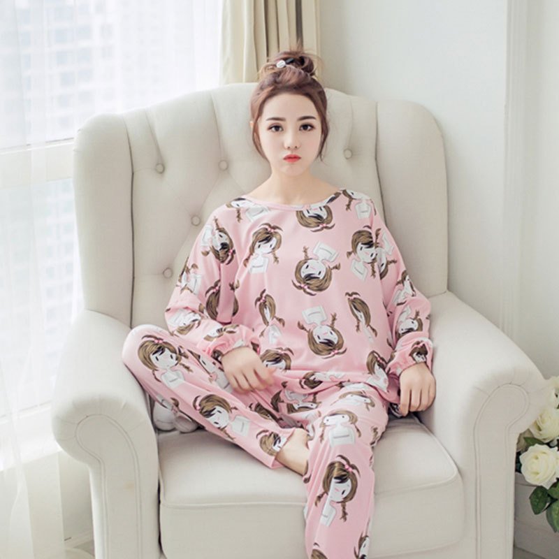 Vapetix M-XXL Factory Direct Sale Spring and Autumn New Long Sleeve Set Pajamas Women's Long Pants Plus Size Cute – Bild 6