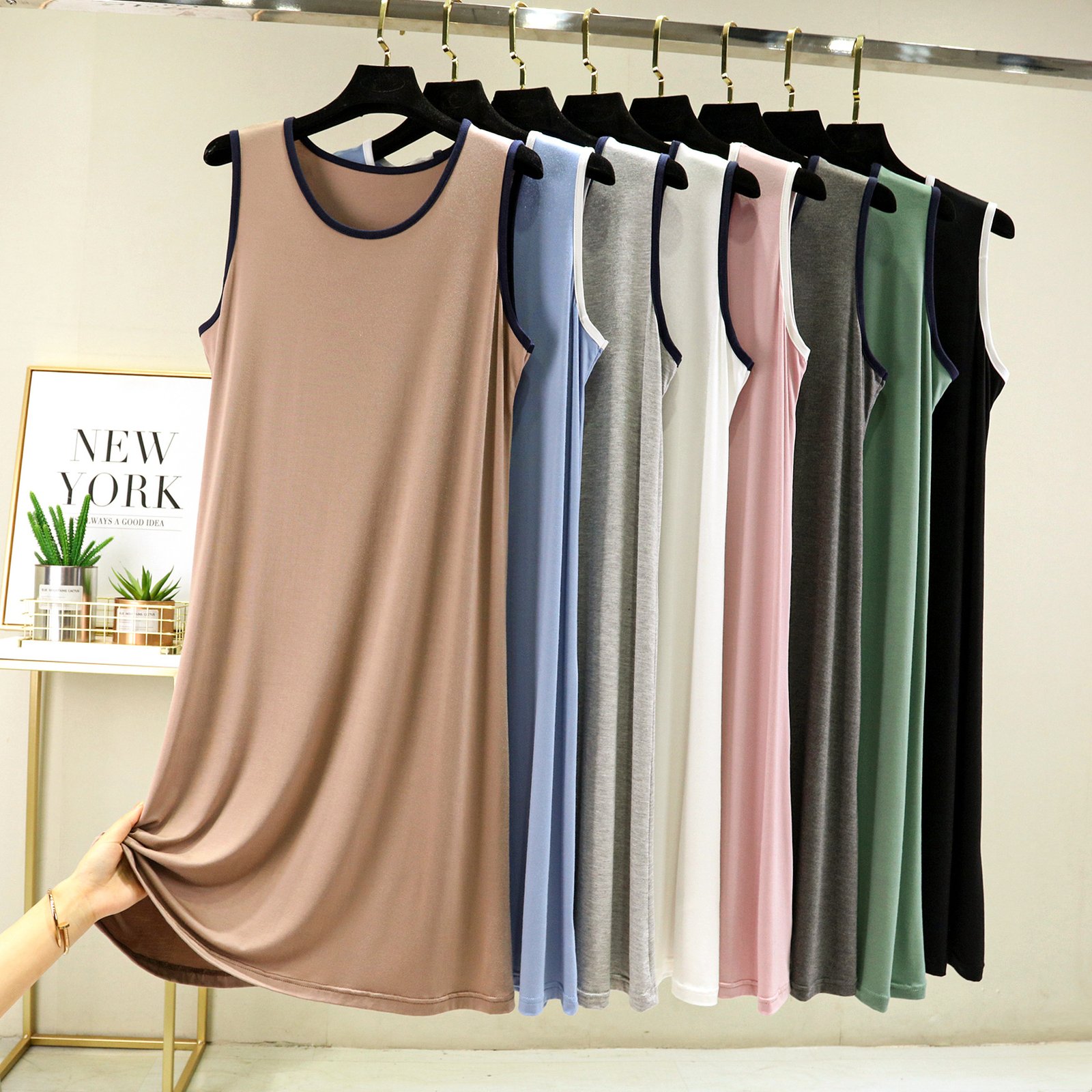 Vapetix M (recommended 80-100 pounds)-2XL (Recommended for 140-170 lbs) Modale sleeveless nightgown for women, summer innerwear that makes you look slimmer, base dress wit – Bild 4