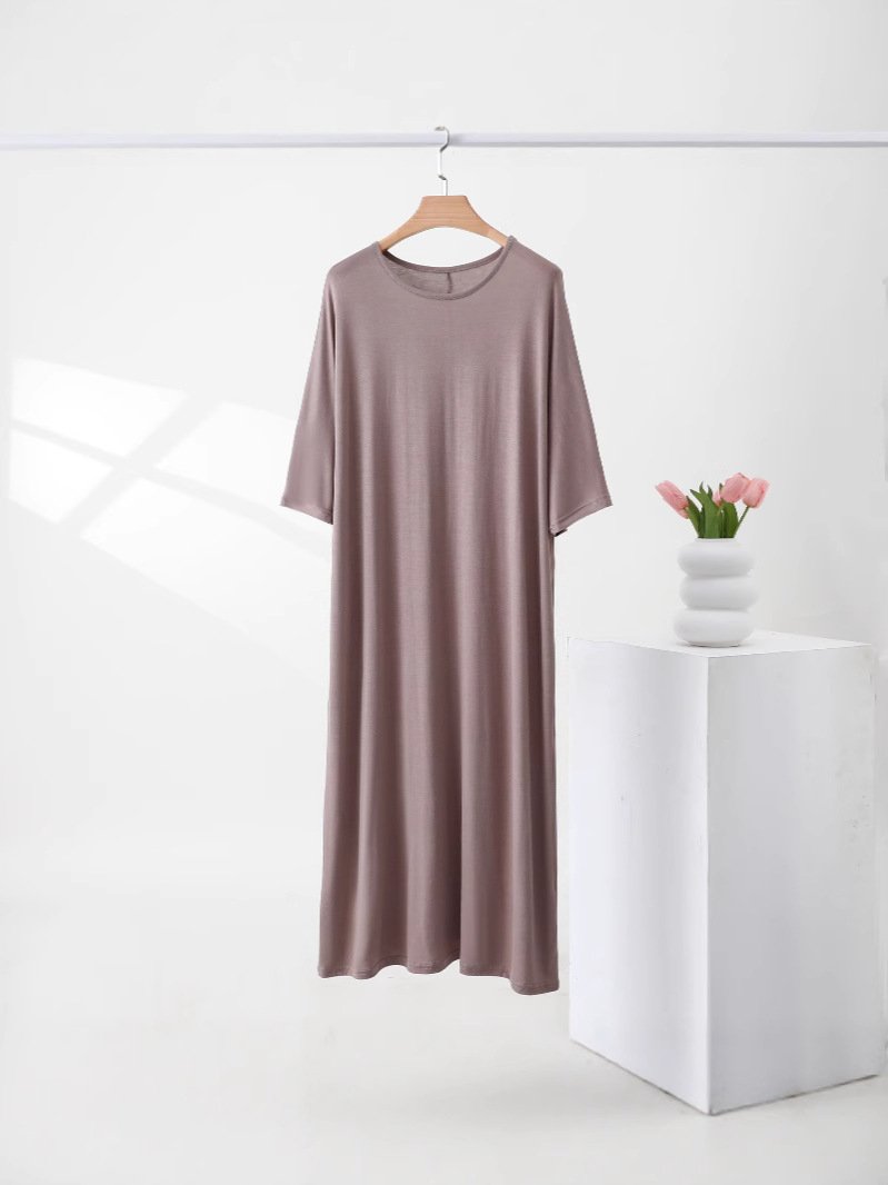 Vapetix Unisex size (120-200 lbs)-Unisex size (120-200 lbs) Women's Modal Short Sleeve Dress, Round Neck Nightgown, Loose Plus Size Home Dress, Thin Model – Bild 7