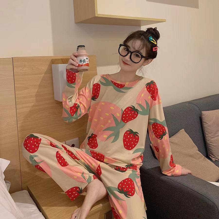 Vapetix M-XXL Factory Direct Sale Spring and Autumn New Long Sleeve Set Pajamas Women's Long Pants Plus Size Cute – Bild 8
