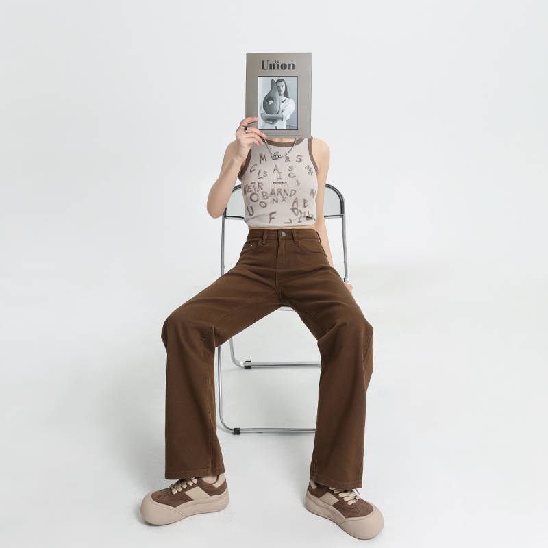 Vapetix XS-2XL Chunky Summer Wide-Leg Denim Drop-Crotch Pants in Olive Brown—Soft, High-Street Style Straight-Leg – Bild 9