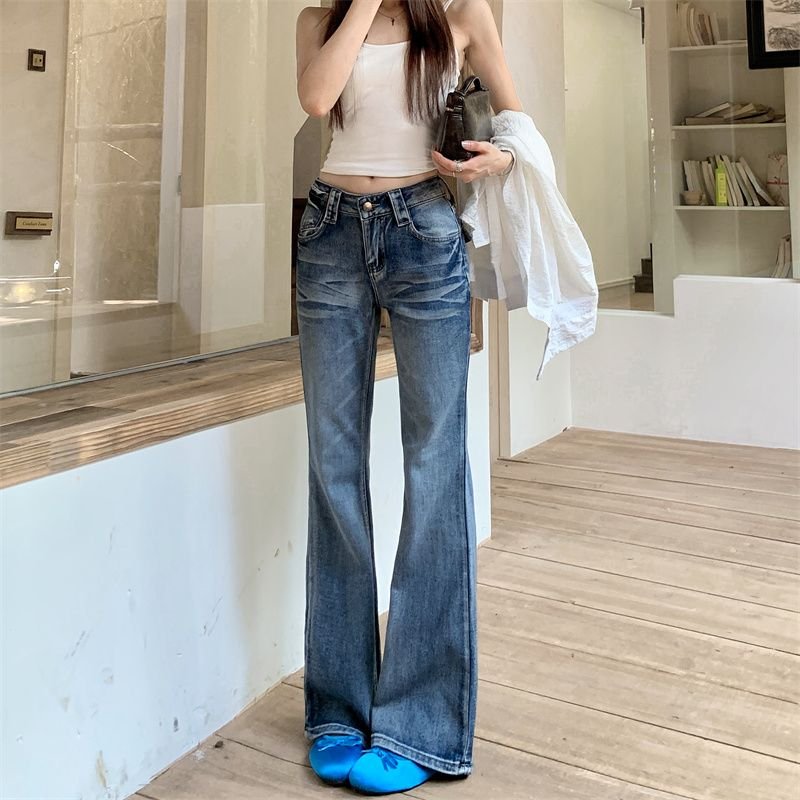 Vapetix XS-XL Real-shot #Cat-Whisker Washed Slim-Fit Flared Denim Pants for Women | Summer New Arrival | American – Bild 6