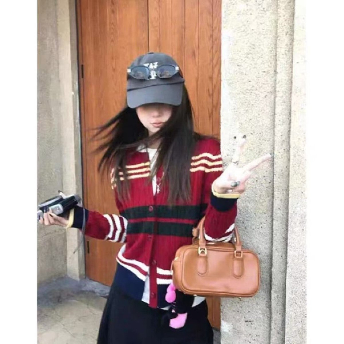 Vapetix Free Size-Free Size Retro Striped Knit Cardigan 2025 Color-blocked Spring New Korean Style Sweatshirt Casual and Good-l – Bild 7