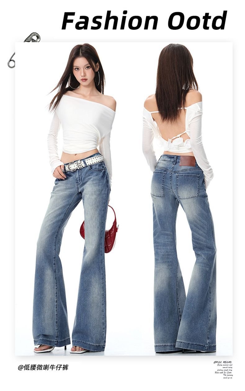 Vapetix XS-XL Washable Blue Low-Waist Flared Women's Jeans 2025 Autumn New Style American Non-Stick Slimming Deni – Bild 9