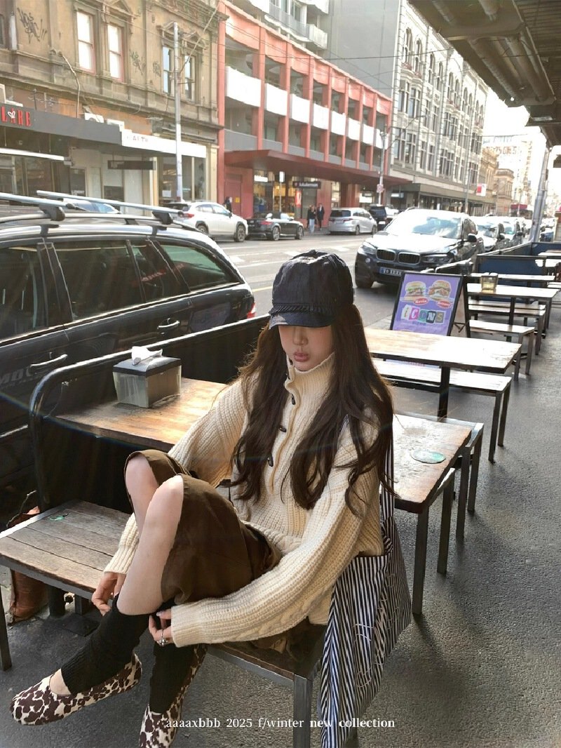 Vapetix Free Size-Free Size aaaaxbbb Jeju Orange Wine, Cane Sugar Knitted Sweater Hooded Button High Collar 2way Casual Korean – Bild 8