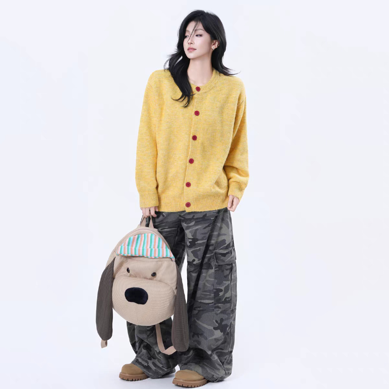 Vapetix Free Size-Free Size 2025 American Retro Loose Casual Knit Cardigan Sweater for Women Autumn Leisure Button Long-Sleeve – Bild 5