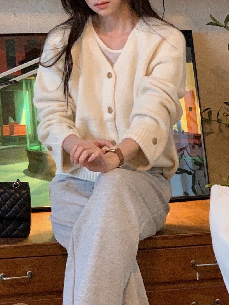 Vapetix Free Size-Free Size Korean-style gentle-wear wool niche-appeal high-end long-sleeve knit top cardigan for women—autumn – Bild 6