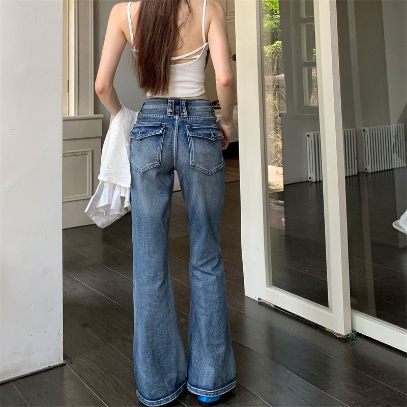 Vapetix XS-XL Real-shot #Cat-Whisker Washed Slim-Fit Flared Denim Pants for Women | Summer New Arrival | American – Bild 9