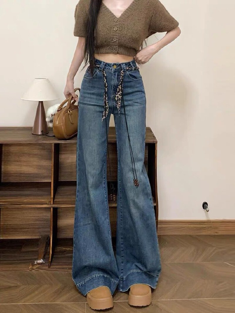 Vapetix S-4XL Women's 2025 Autumn/Winter High-Waisted Slim-Fit Tapered Denim Jeans with Elastic for Commuting and