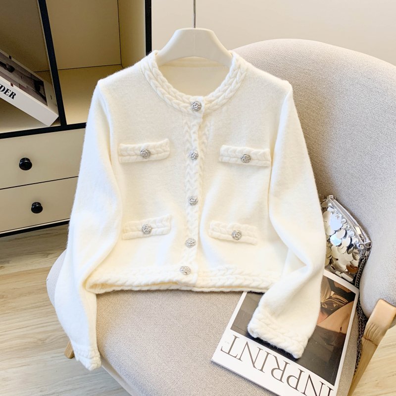 Vapetix Free Size-Free Size 2026 Spring New Qianjin Little Chanel Style Camellia Crochet Knit Cardigan Sweater Woman Fashion Ou - 图片 2