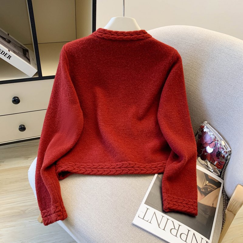 Vapetix Free Size-Free Size 2026 Spring New Qianjin Little Chanel Style Camellia Crochet Knit Cardigan Sweater Woman Fashion Ou - 图片 3