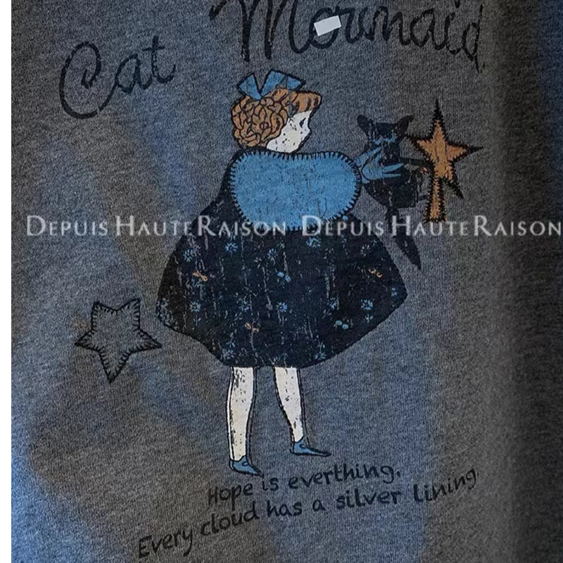 Vapetix M-3XL Unique American-style retro age-reducing girls' short-sleeved T-shirt base layer loose casual inner - 图片 2